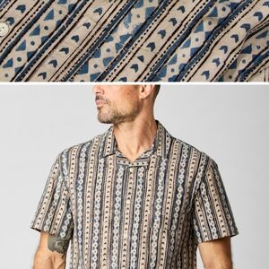 Huckberry Block Print Camp Collar Shirt Button Down